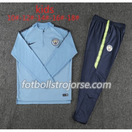 Manchester City Barn Tränings Sweatshirtställ Blå 2018-2019